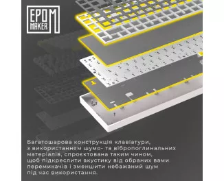 Клавиатура беспроводная Epomaker EP64 60 Mulan Switch Hot-Swap RGB Wireless/Bluetooth/USB UA White (EP64-W-M)