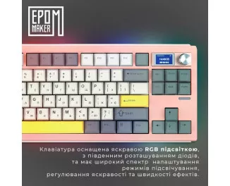 Клавиатура беспроводная Epomaker Shadow-S TKL Mulan Switch Hot-Swap LCD Screen RGB Wireless/Bluetooth/USB UA Pink (SHS-P-WL)