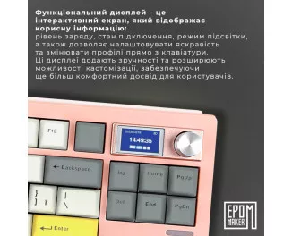 Клавиатура беспроводная Epomaker Shadow-S TKL Mulan Switch Hot-Swap LCD Screen RGB Wireless/Bluetooth/USB UA Pink (SHS-P-WL)