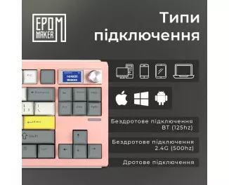 Клавиатура беспроводная Epomaker Shadow-S TKL Mulan Switch Hot-Swap LCD Screen RGB Wireless/Bluetooth/USB UA Pink (SHS-P-WL)