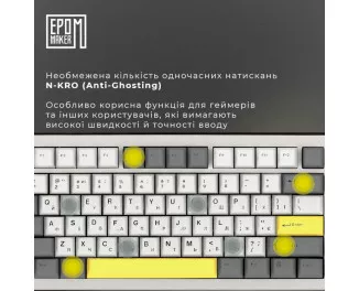 Клавіатура бездротова Epomaker Shadow-S TKL Mulan Switch Hot-Swap LCD Screen RGB Wireless/Bluetooth/USB UA White (SHS-W-M)