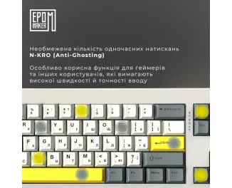 Клавіатура бездротова Epomaker Shadow-X 70 Wisteria Linear Switch Hot-Swap LCD Screen RGB Wireless/Bluetooth/USB UA White (SHX-W-WL)