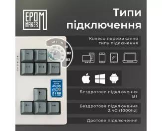 Клавіатура бездротова Epomaker Shadow-X 70 Wisteria Linear Switch Hot-Swap LCD Screen RGB Wireless/Bluetooth/USB UA White (SHX-W-WL)