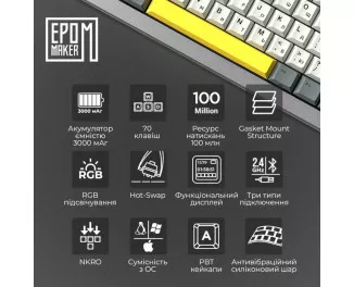 Клавиатура беспроводная Epomaker Shadow-X Silver (SHX-B-F)