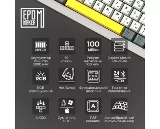 Клавіатура бездротова Epomaker Shadow-X White (SHX-W-M)