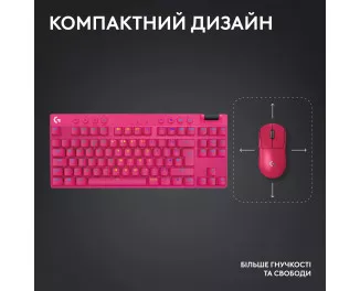 Клавіатура бездротова Logitech G Pro X TKL Lightspeed Tactile Magenta (920-012159)