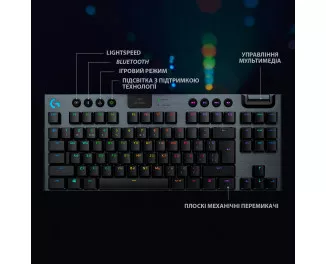 Клавиатура беспроводная Logitech G915 Gaming TKL Tenkeyless LIGHTSPEED RGB GL CLICKY Black (920-009537)