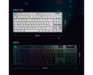 Бездротова клавіатура Logitech G915 Gaming TKL Tenkeyless LightSpeed Wireless RGB Mechanical White (920-009664)