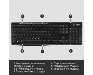Клавіатура бездротова Logitech K270 Black (920-003738)