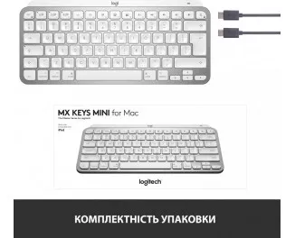 Клавіатура бездротова Logitech MX Keys Mini для Mac Wireless Illuminated Pale Grey (920-010526)