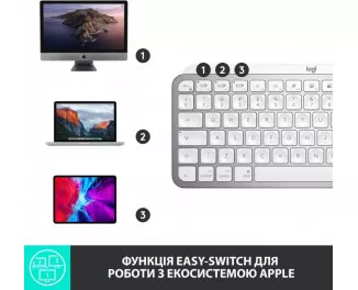 Клавиатура беспроводная Logitech MX Keys Mini For Mac Wireless Illuminated Pale Grey (920-010526)