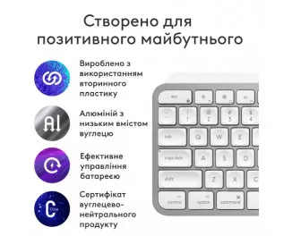 Клавіатура бездротова Logitech MX Keys S for Mac Pale Gray (920-011638)