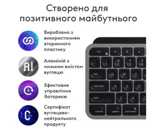 Клавиатура беспроводная Logitech MX Keys S for Mac Space Gray (920-011637)