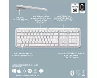 Клавіатура бездротова Logitech Signature Slim Wireless K950 Off White (920-012466)