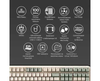 Клавіатура Ducky One 3 Cherry MX Red UA USB Cream (DKON2108-RUAPXМAEGGC1)
