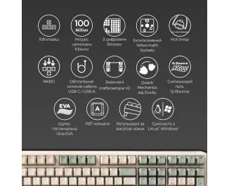 Клавиатура Ducky One 3 Cherry MX Speed Silver UA USB Cream (DKON2108-PUAPXМAEGGC1)