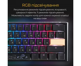 Клавіатура Ducky One 3 Mini Cherry MX Red RGB UA USB Black (DKON2161ST-RUAPXCLAWSC1)