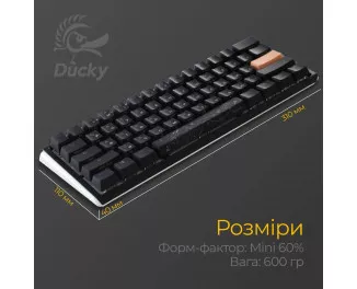 Клавіатура Ducky One 3 Mini Cherry MX Red RGB UA USB Black (DKON2161ST-RUAPXCLAWSC1)