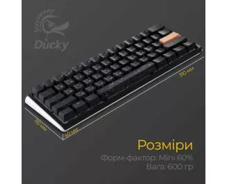 Клавиатура Ducky One 3 Mini Cherry MX Silent Red RGB UA USB Black (DKON2161ST-SUAPXCLAWSC1)
