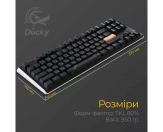 Клавіатура Ducky One 3 TKL Cherry MX Red RGB UA USB Black (DKON2187ST-RUAPXCLAWSC1)
