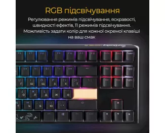Клавіатура Ducky One 3 TKL Cherry MX Red RGB UA USB Black (DKON2187ST-RUAPXCLAWSC1)