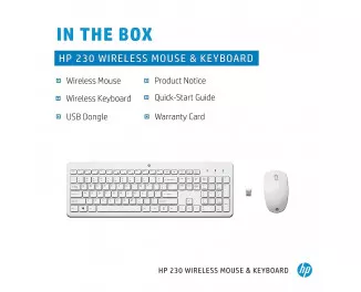 Клавіатура та миша бездротова HP 230 Wireless UA White (3L1F0AA)