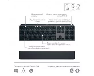 Клавіатура та миша бездротова Logitech MX Keys S Combo USINTL Graphite (920-011614)