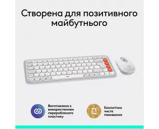Клавиатура и мышь беспроводная Logitech Pop Icon Combo Off White (920-013141)