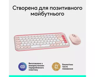 Клавиатура и мышь беспроводная Logitech Pop Icon Combo Rose (920-013142)