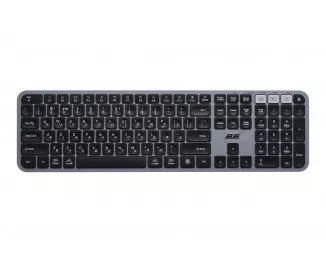 Клавиатура мембранная 2E KS240 110key, WL/BT, EN/UK, серо-чёрный