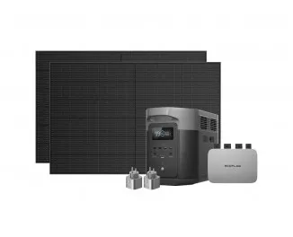 Комплект энергонезависимости EcoFlow PowerStream – микроинвертор 600W + зарядная станция Delta Max 2000 + 2 x 400W стационарные солнечные панели
