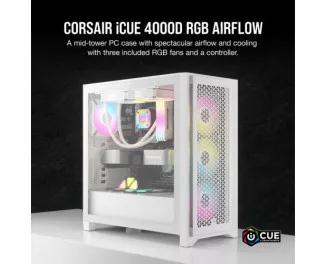 Корпус Corsair iCUE 4000D RGB Airflow White (CC-9011241-WW)