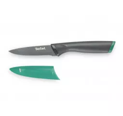 Кухонный нож для чистки овощей Tefal Fresh Kitchen, с чехлом 9см, нержавеющая сталь, черно-зеленый