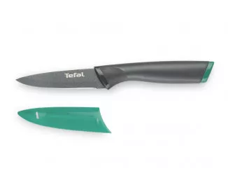 Кухонный нож для чистки овощей Tefal Fresh Kitchen, с чехлом 9см, нержавеющая сталь, черно-зеленый