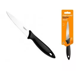Кухонный нож для корнеплодов Fiskars Essential, 11см, нержавеющая сталь, пластик, черный