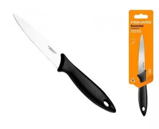 Кухонный нож для корнеплодов Fiskars Essential, 11см, нержавеющая сталь, пластик, черный