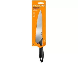Кухонный нож поварской Fiskars Essential, 21.4см, нержавеющая сталь, пластик, черный, пластик