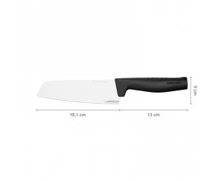 Кухонный нож поварской Santoku Fiskars Hard Edge, 16.1см, нержавеющая сталь, пластик, черный