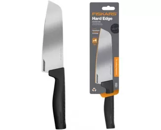 Кухонный нож поварской Santoku Fiskars Hard Edge, 16.1см, нержавеющая сталь, пластик, черный