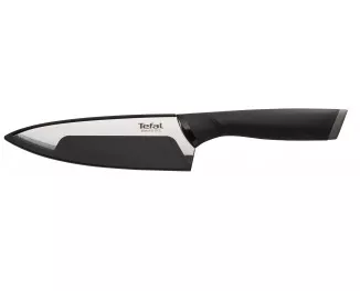Кухонный нож поварской Tefal Comfort, 20см, с чехлом, нержавеющая сталь, пластик, черный