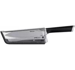 Кухонный нож поварской Tefal Eversharp, 16.5см, с чехол-точило нержавеющая сталь, пластик, черный