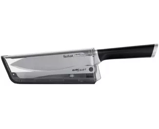 Кухонный нож поварской Tefal Eversharp, 16.5см, с чехол-точило нержавеющая сталь, пластик, черный