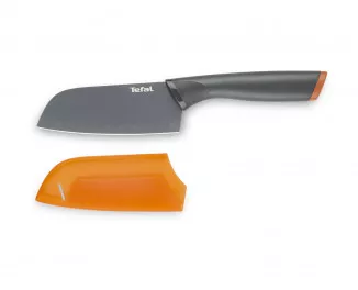 Кухонный нож Сантока Tefal Fresh Kitchen, 12см, с чехлом, нержавеющая сталь, пластик, серый