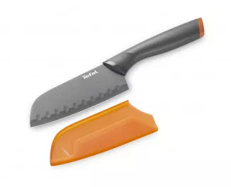 Кухонный нож Сантока Tefal Fresh Kitchen, 12см, с чехлом, нержавеющая сталь, пластик, серый
