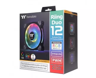 Кулер для корпуса ThermalTake Riing Duo 12 RGB Radiator Fan TT Premium Edition 3-Pack (CL-F073-PL12SW-A)
