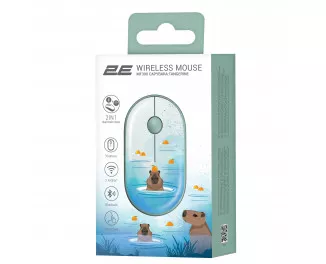 Мышь беспроводная 2E MF300 Capybara Silent WL BT Tangerine Green (2E-MF300WCAPIBARAGN)