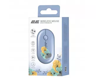 Мышь беспроводная 2E MF300 Flora Silent WL BT Mallow Blue (2E-MF300WFLORABL)