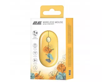 Мышь беспроводная 2E MF300 Flora Silent WL BT Poppy Yellow (2E-MF300WFLORAYW)
