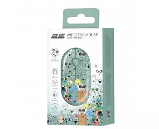 Мышь беспроводная 2E MF300 Pets Silent WL BT Dogs Green (2E-MF300WPETSGN)