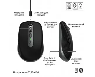 Мышь беспроводная Logitech MX Anywhere 3S for Mac Space Gray (910-006947)